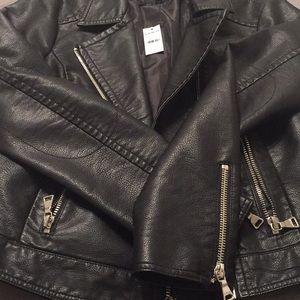 Faux leather jacket.